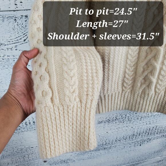 Sheila Handknits Irish Wool Cable Knit Sweater XL Chunky Fisherman Cottagecore - Picture 8 of 8